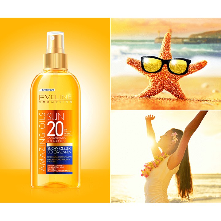 Xịt Chống Nắng Tinh Dầu Hạt Macca SPF30 EVELINE Dry Sun Oil