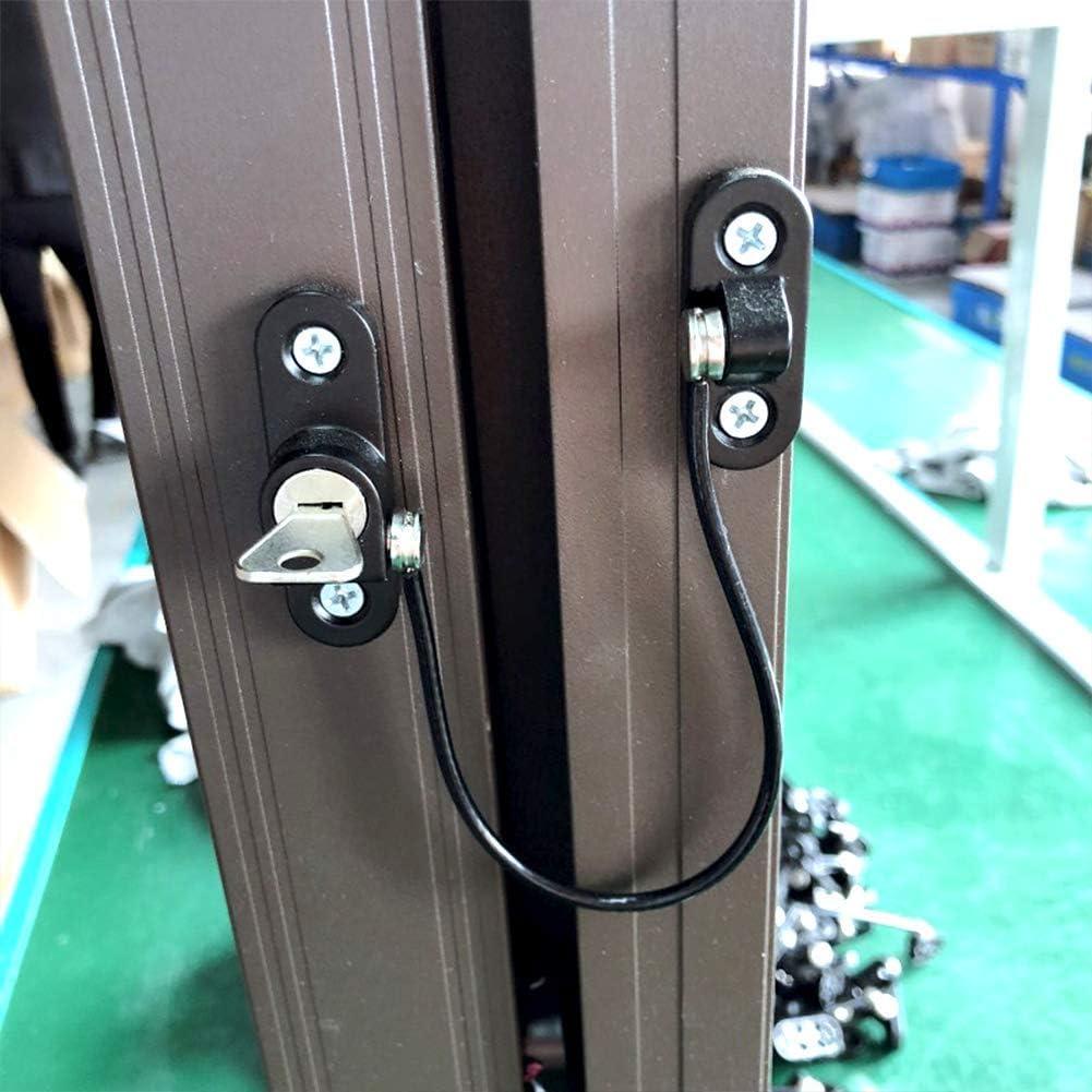 Khóa an toàn cửa sổ 4 CÁI, Khóa cửa an toàn cửa sổ có chìa khóa cho trẻ nhỏ, Khóa cáp chống trộm Cửa trượt Bộ hạn chế cửa sổ bằng thép không gỉ có vít màu đen