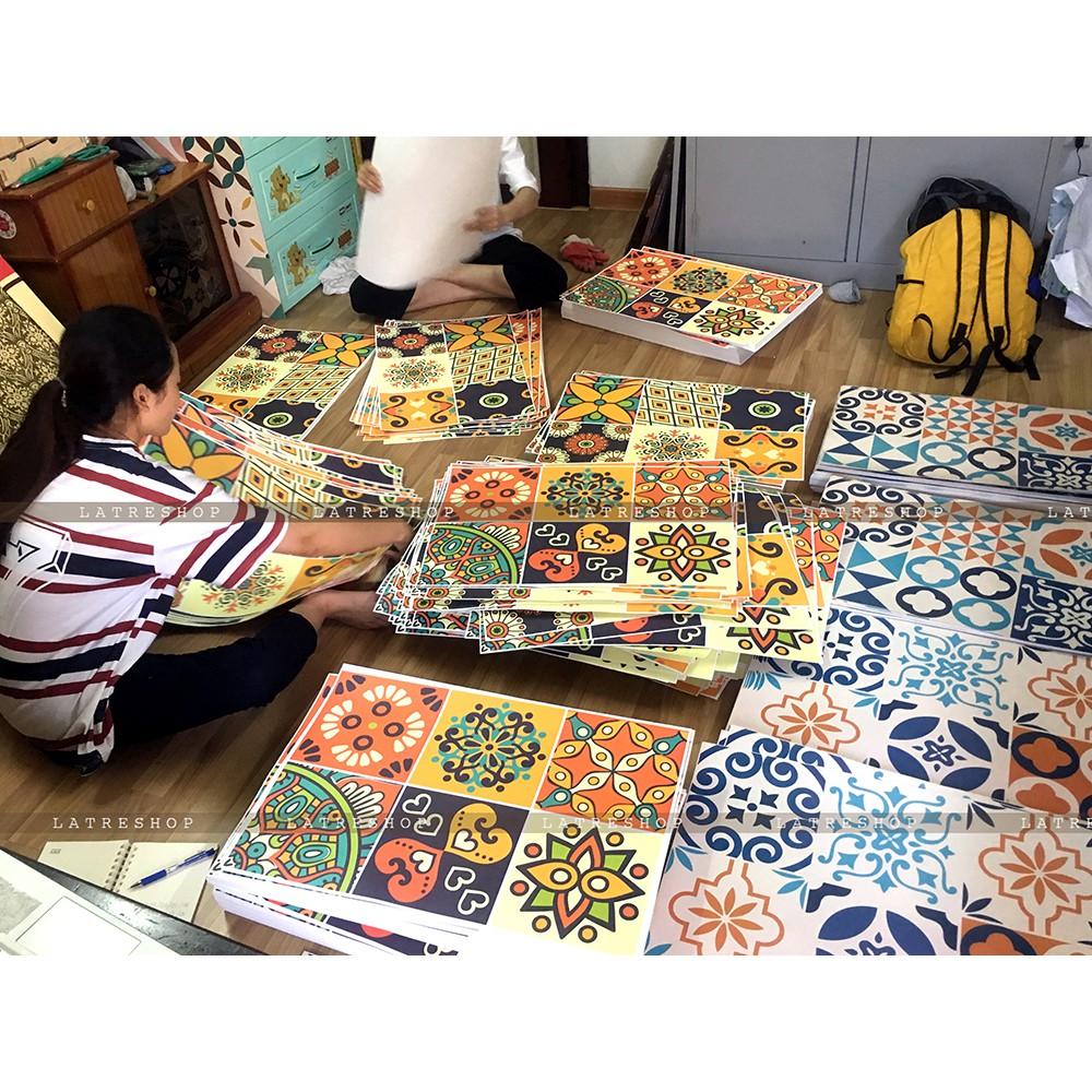 Decal dán bếp Decan dán tường Decal chống nước dán kính, nhà tắm - Decal gạch bông loại 1