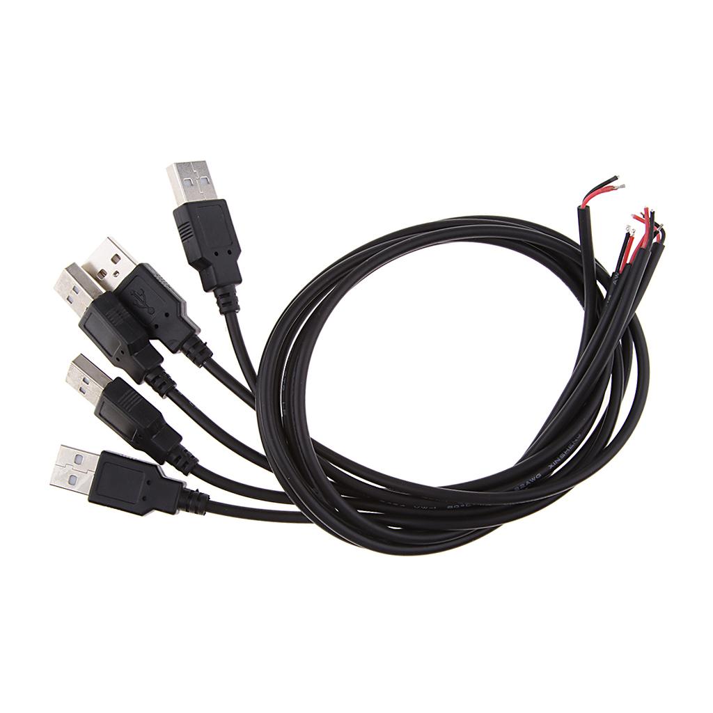 5Pcs DIY USB 2.0 A Male Plug 2 Pin 2 Wire Power Charge Cable Connector