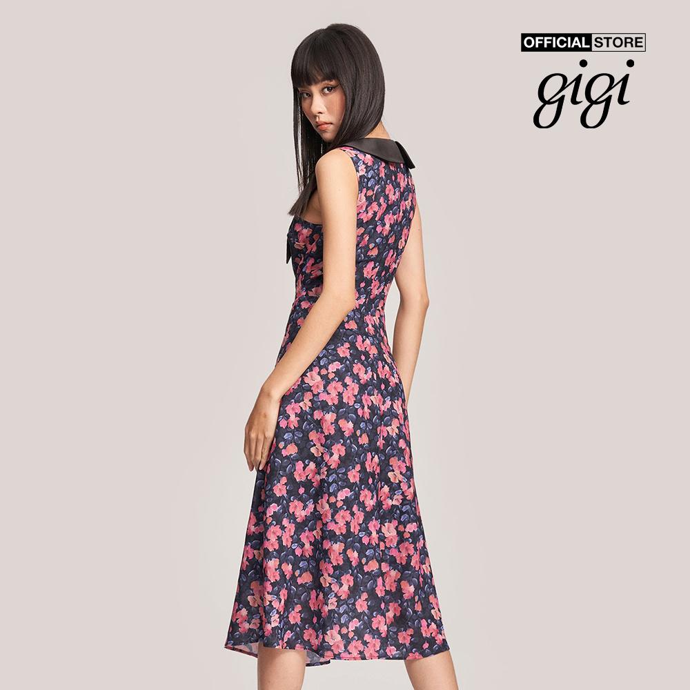 GIGI - Đầm midi sát nách cổ bẻ họa tiết hoa thời trang G2102D222133