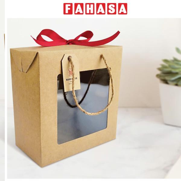 Hộp Xếp Kraft Quai Xách Kính - 21 x 19 x 10 cm - Linh Lan