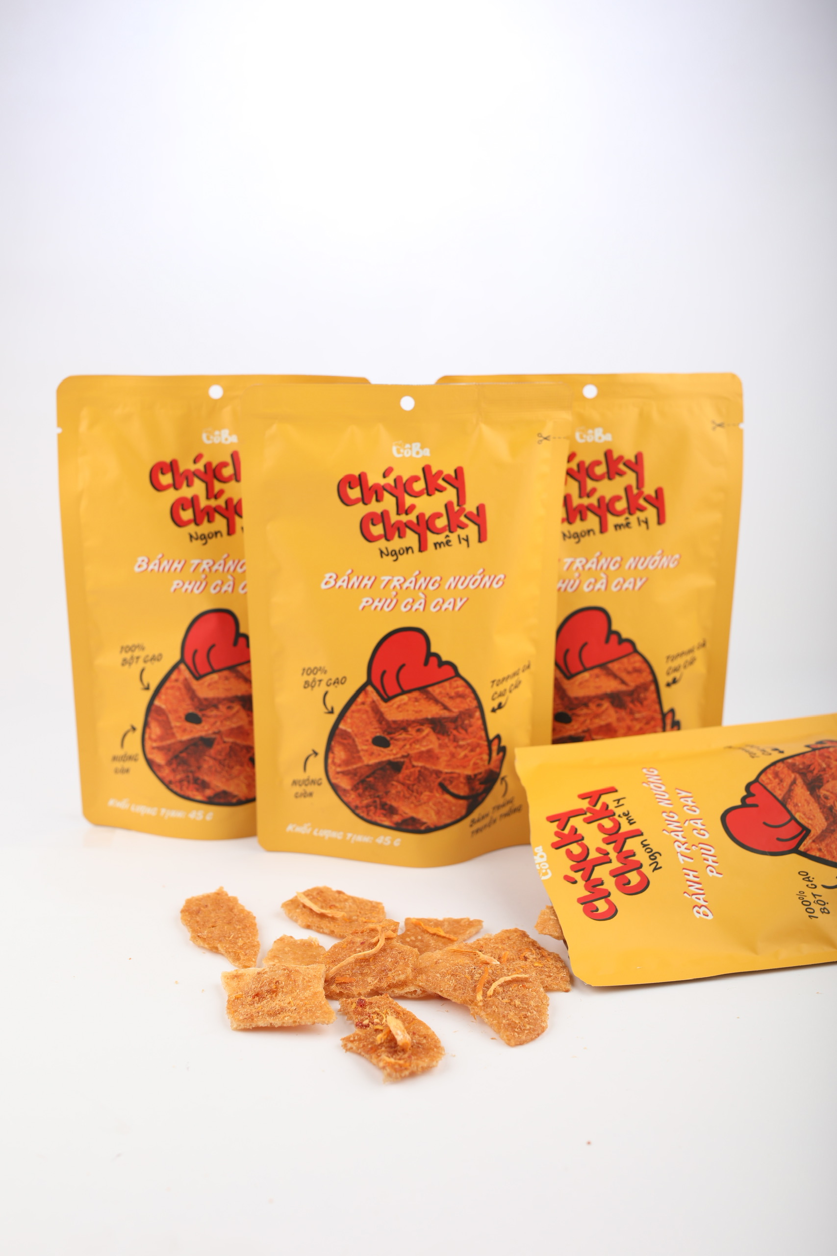 Snack Bánh Tráng Nướng Phủ Gà Cay Chycky Chycky Cô Ba 45g đồ ăn vặt,mồi nhậu ngon,giá rẻ cho dân văn phòng