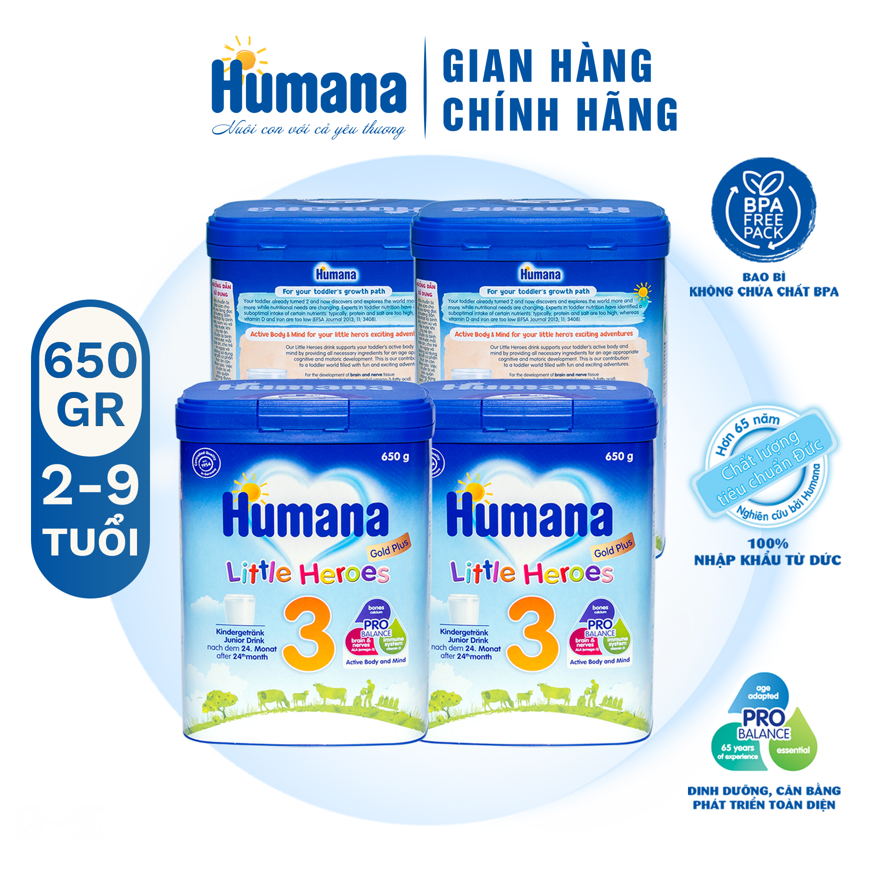 Sữa Bột Công Thức Dành Cho Trẻ Từ 24 Tháng Tuổi Trở Lên Humana Gold Plus 3 (650g) - Nhập Khẩu Từ Đức (01/03/2024)