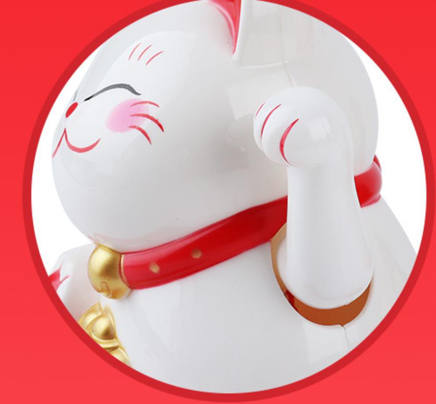 Mèo thần tài Maneki Neko vẫy tay pin mặt trời - M