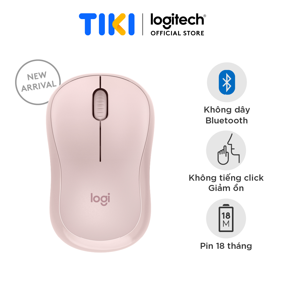 Chuột Không Dây Logitech M240 Silent Bluetooth - Hàng Chính Hãng - Màu Hồng
