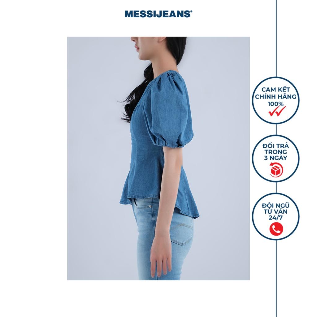 Áo kiểu nữ jeans tay phồng MESSI WJF0163-21