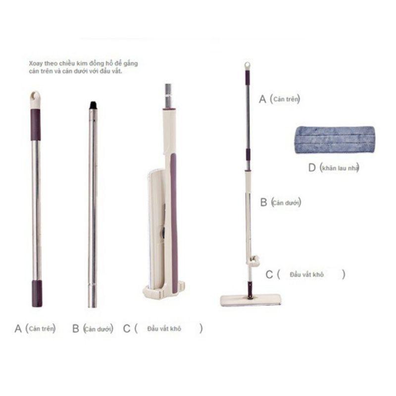 Cây lau nhà tự vắt phẳng thông minh xoay 360 độ