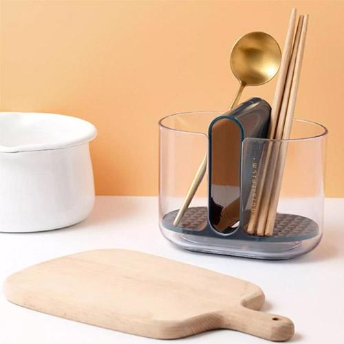 Hộp đựng đũa muỗng 2 ngăn, Ống đựng đũa ráo nước nhựa PP dày siêu bền