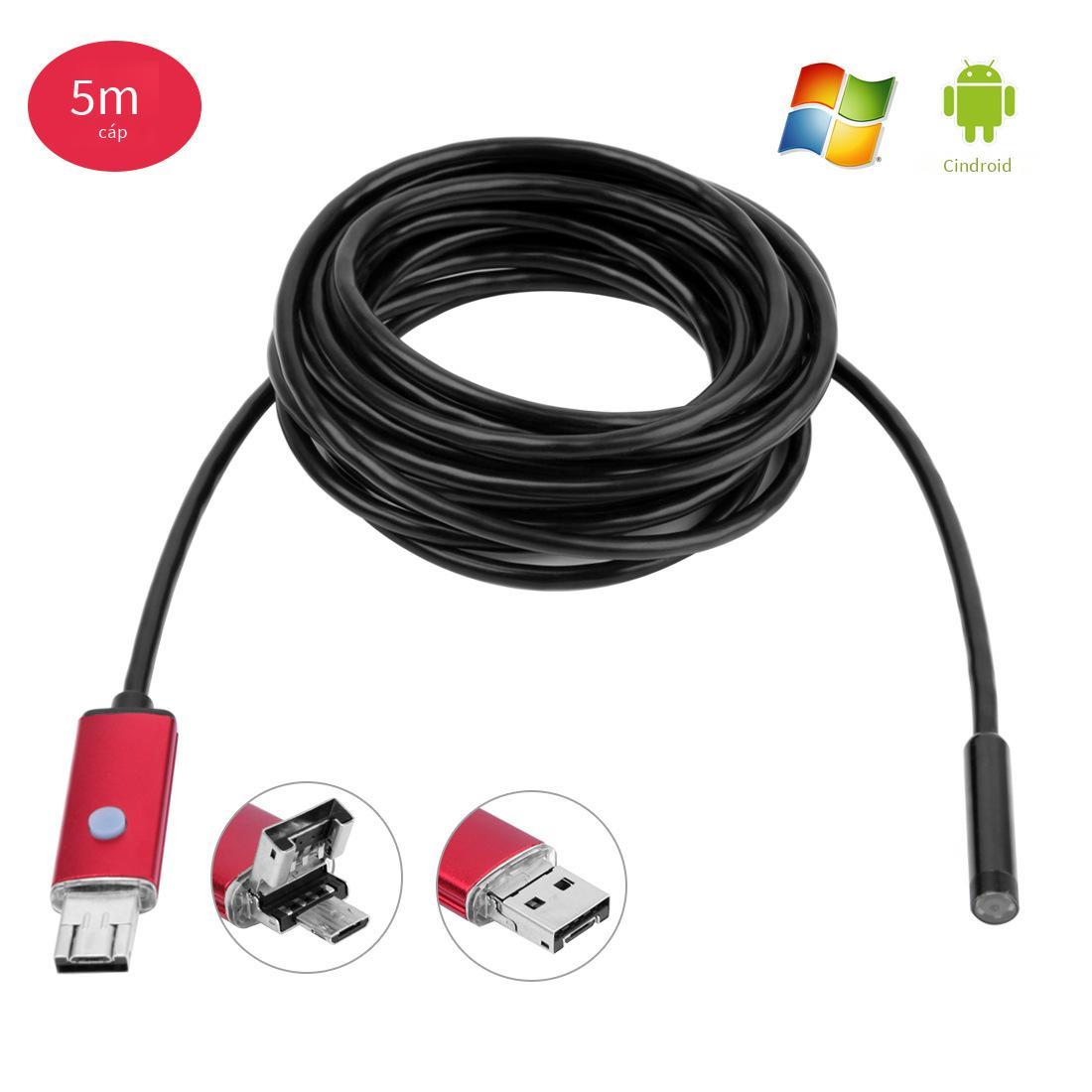 Điện thoại di động 8 mm chống nước độ nét cao hai trong một giá thấp nhất Máy nội soi Android phát hiện công nghiệp 2 mét Máy nội soi máy tính điện thoại di động