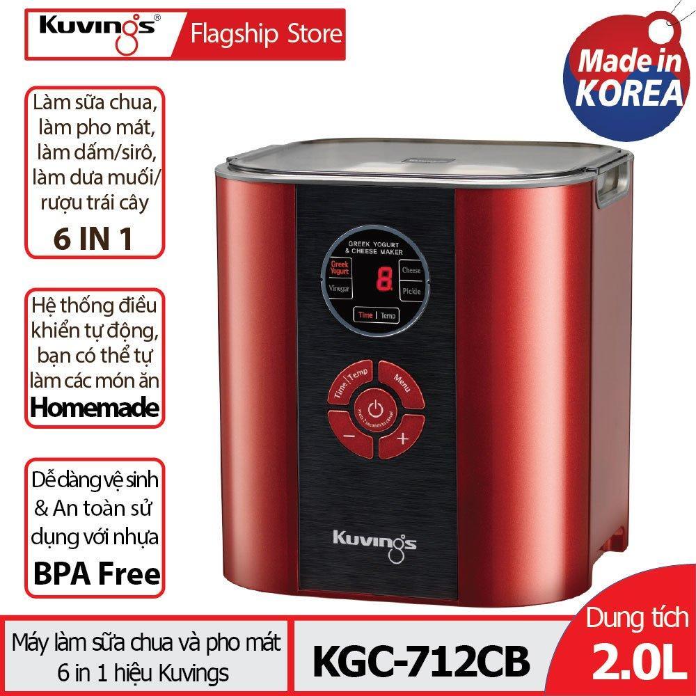 Máy làm sữa chua và pho mát Kuvings KGC-712CB Màu đỏ - Tặng Máy xay sinh tố Kochstar KSEBD-1000 - Hàng chính hãng