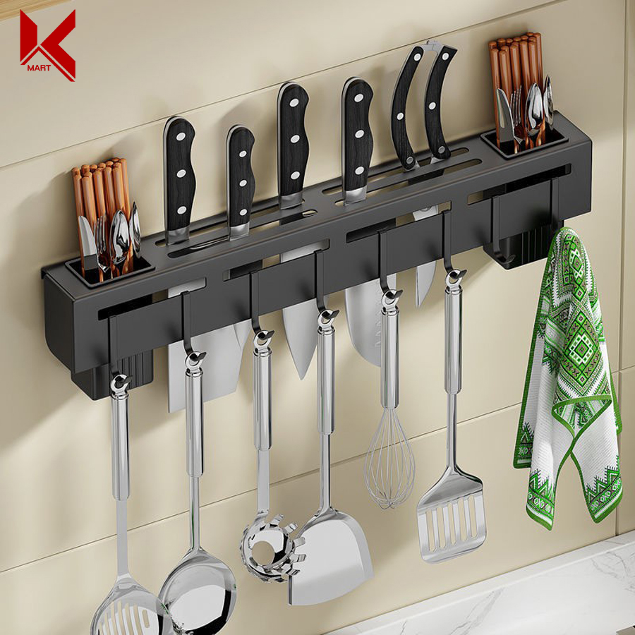 Kệ để dao thớt gắn tường cao cấp Phú Khang, không cần khoan đục - K-Mart