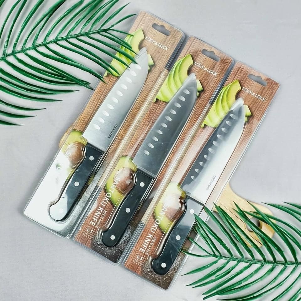 Dao Santoku LocknLock CKK921 6.5inch, Hàng Chính Hãng, Thép Không Gỉ, Tay Cấm Tiện Dụng - JoyMall
