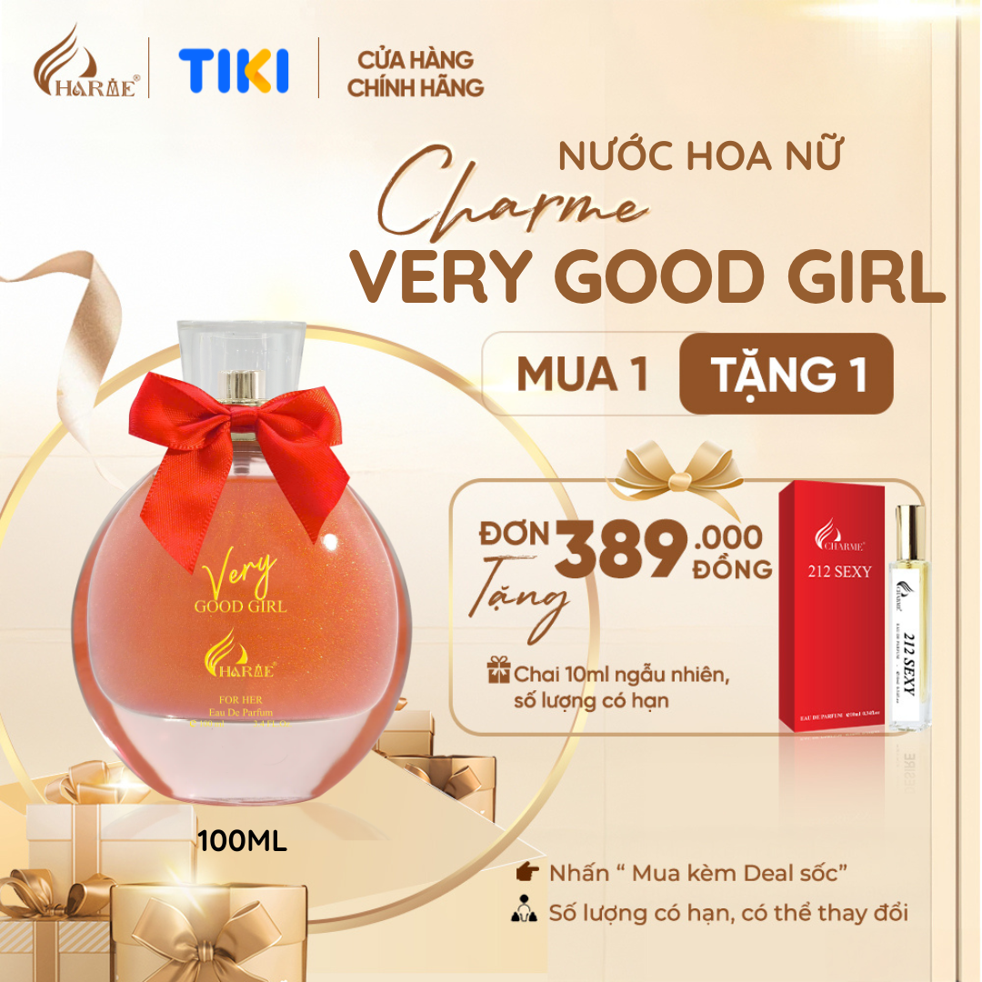 [KÈM QUÀ] Nước hoa Nữ Charme VERY GOOD GIRL 100ml quyến rũ hiện đại xịt có nhũ kim tuyến
