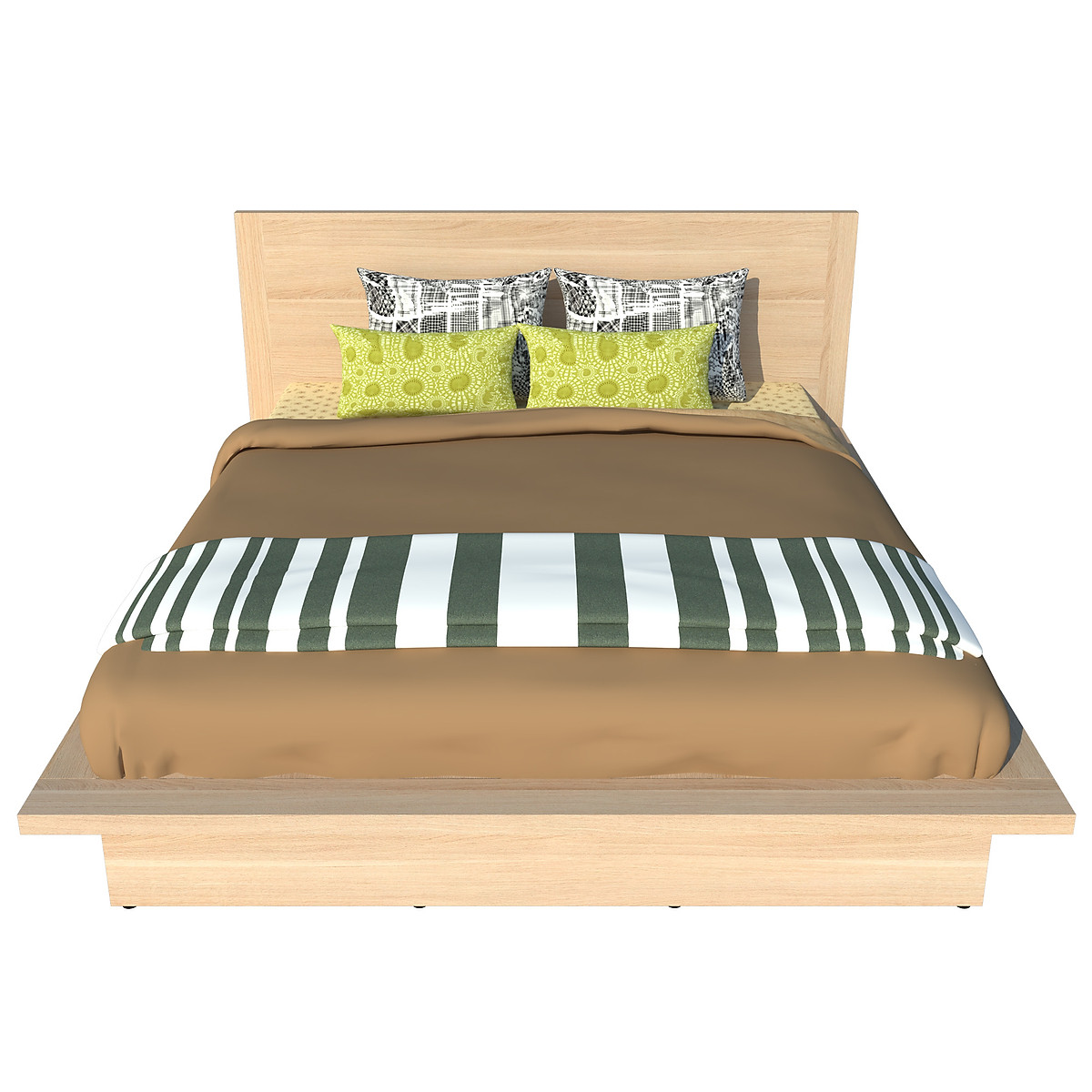 Giường ngủ cao cấp Tundo màu vàng sồi 160cm x 200cm