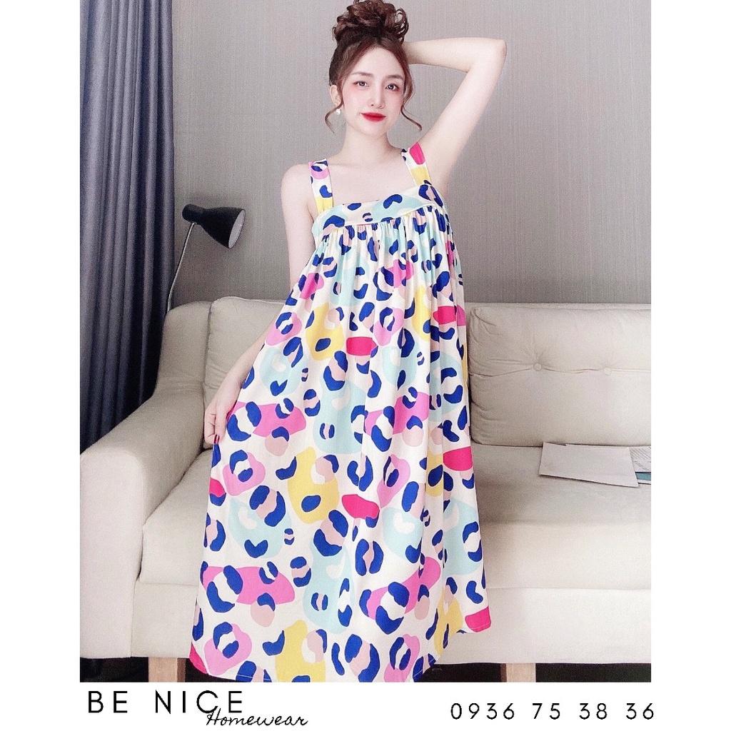 Váy dây bản to lụa latin nhiều họa tiết xinh xắn cho nàng diện thoải mái, Be Nice Homewear