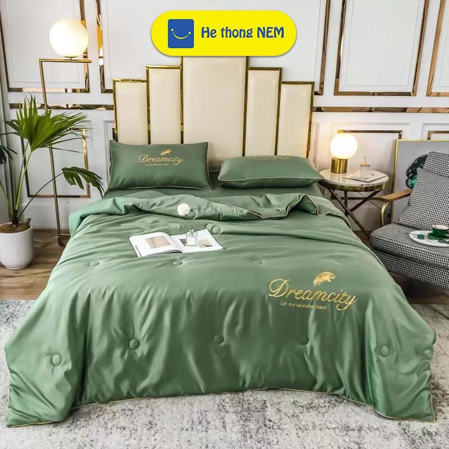 Bộ Ra Giường	5 Món Phi Lụa Cotton SERENA Cao Cấp Dream City Set Chăn Ga Drap Gối Nệm Trần Bông Chuẩn Khách Sạn 5 Sao