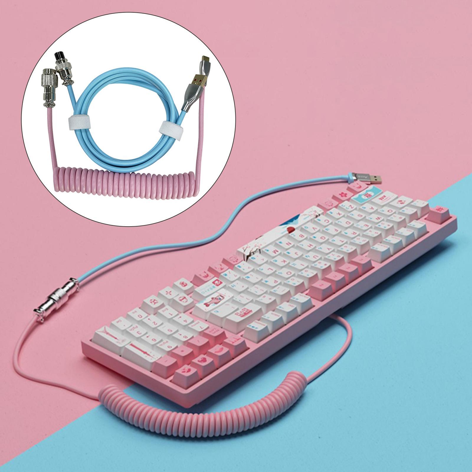 Coiled USB C Cable Wire, for Laptop Flexible USB A to USB C for Mechanical Keyboard