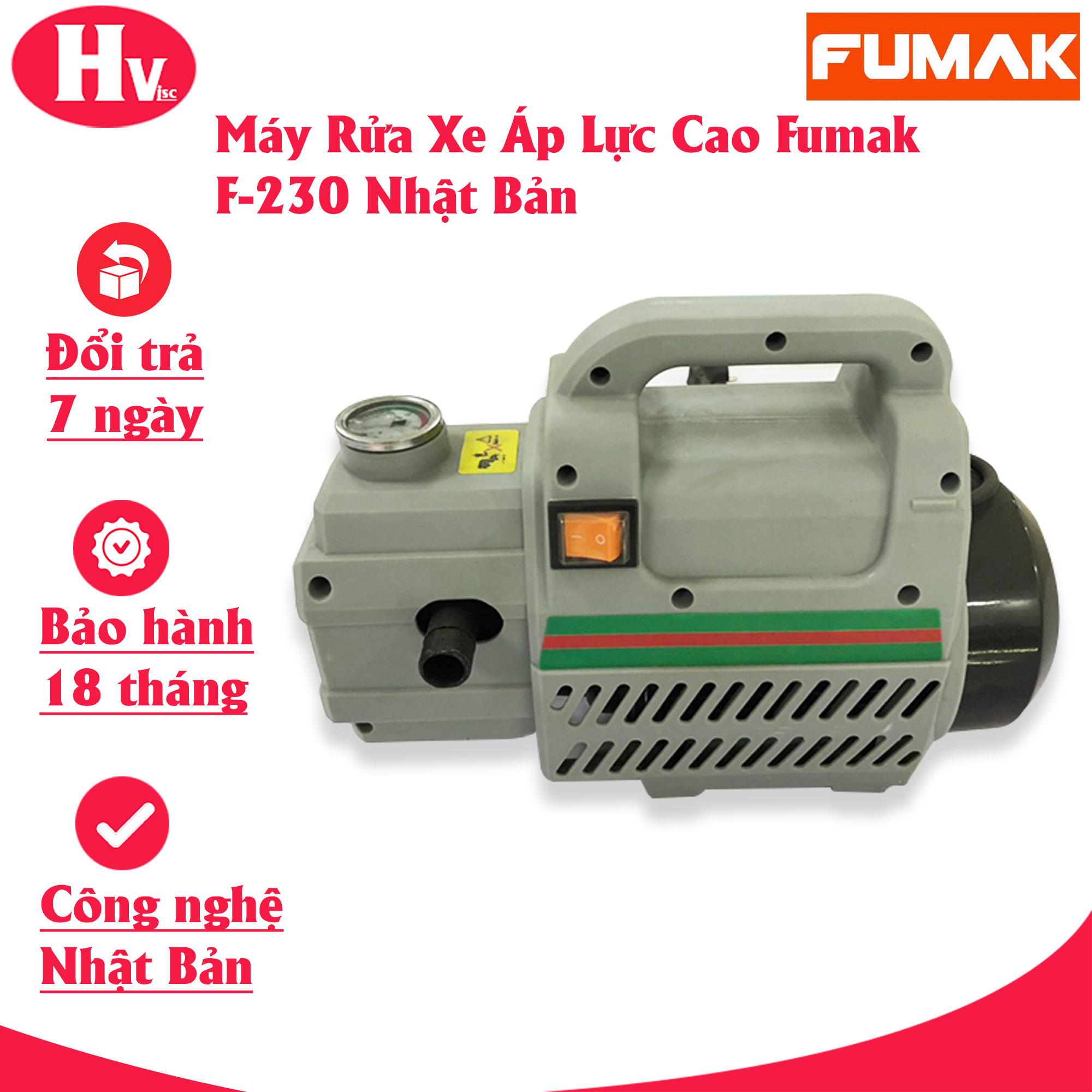 Máy Rửa Xe Áp Lực Cao Fumak F-230 Nhật Bản - Máy Rửa Xe Gia Đình Ô Tô Xe Máy Chính Hãng - Hàng Chính Hãng