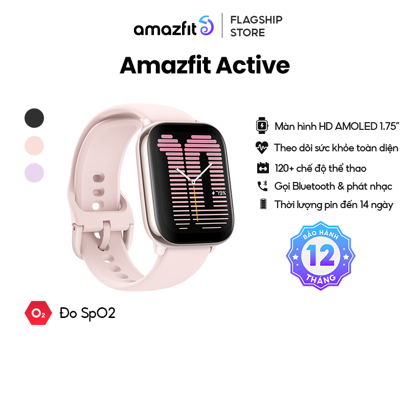 Đồng hồ thông minh Amazfit Active - Nghe gọi Bluetooth & phát nhạc - Thiết kế thời trang - Hàng Chính Hãng - Bảo hành 12 tháng