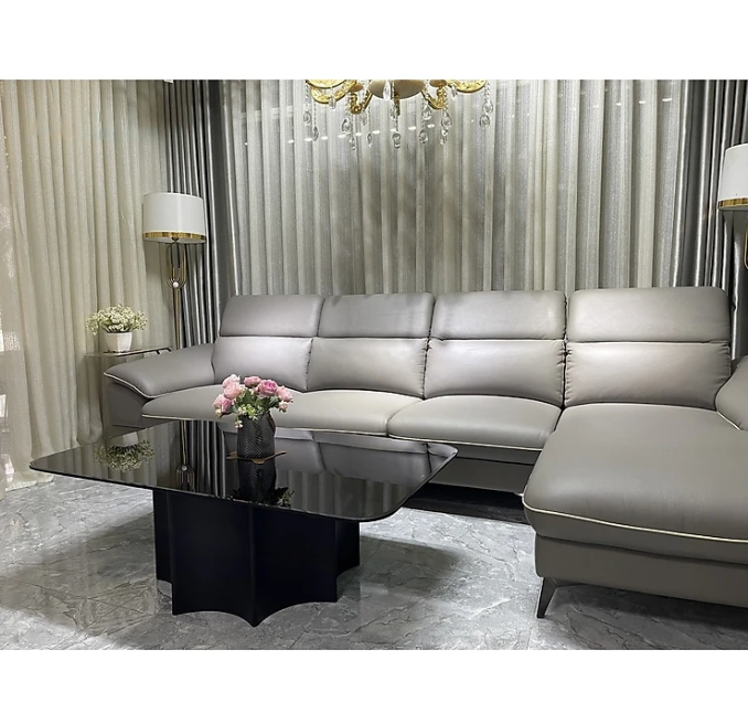 Sofa góc L da bò Italy Tundo 4 chỗ ngồi màu nâu cam SFLCT04 3m3 x 1m6 hàng cao cấp chuẩn da bò nhập khẩu Ý