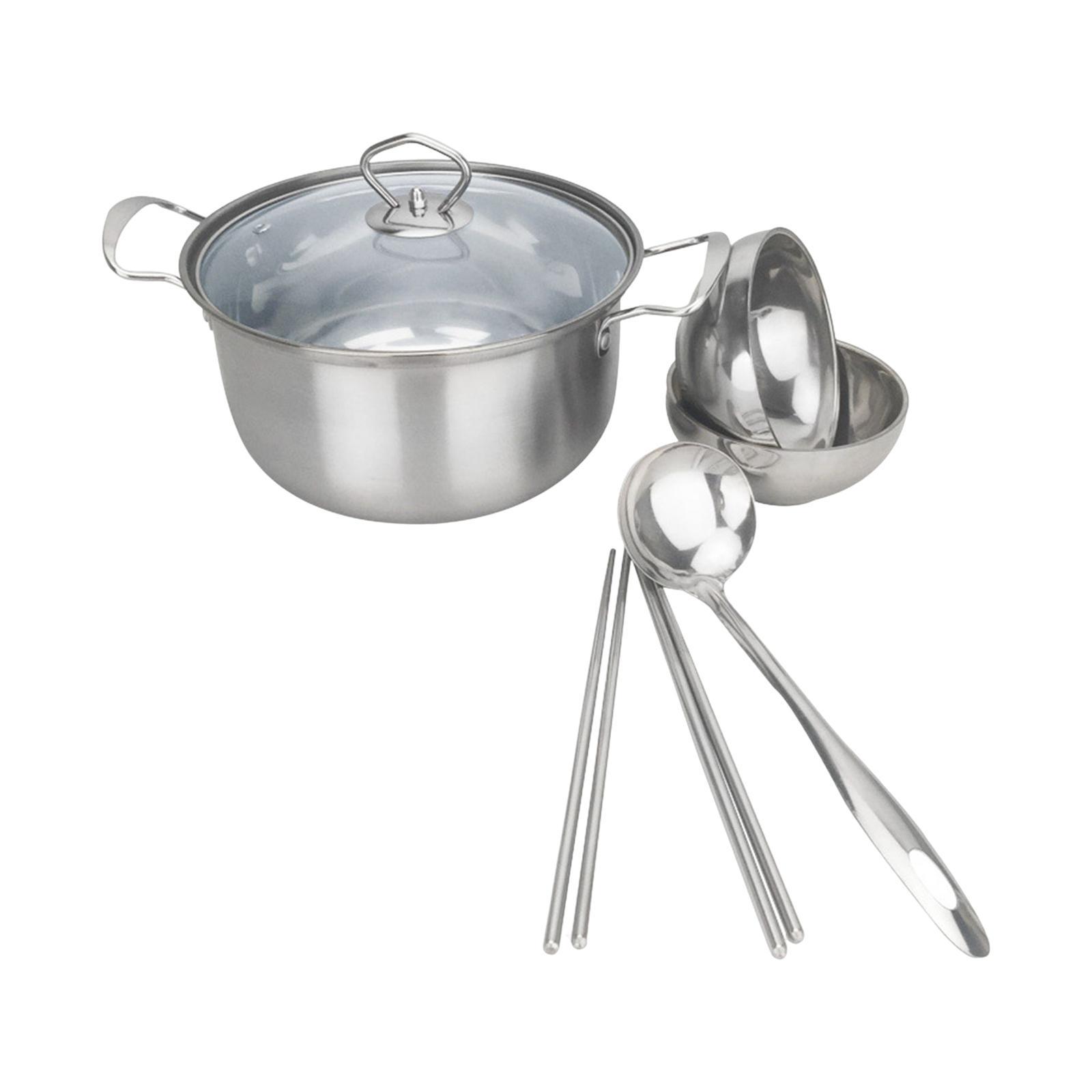 Soup Stockpot Bowls, Spoon, and Chopsticks Cooking Pot for Home Travel