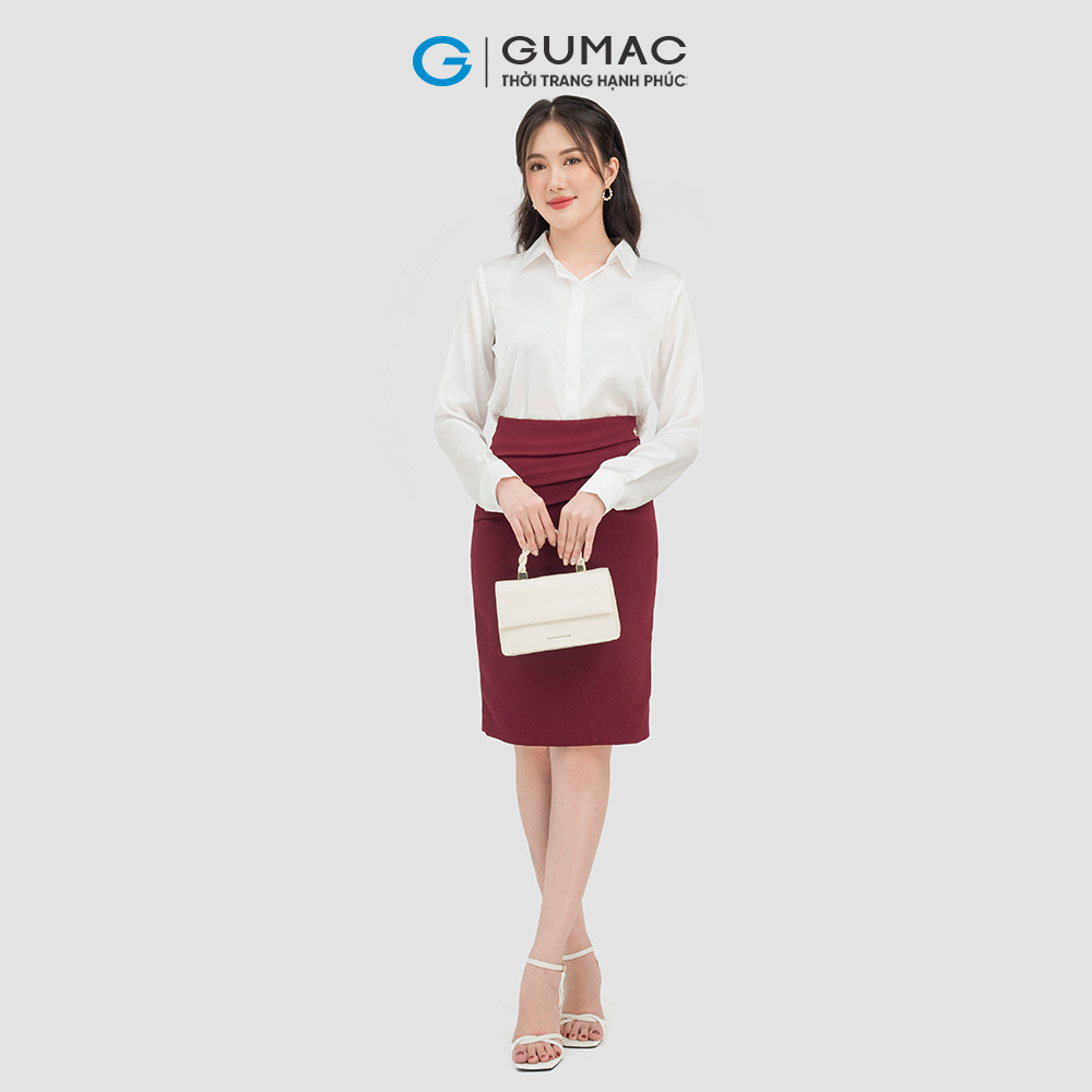 Chân váy dáng ôm GUMAC VC07024 eo xếp ly tạo kiểu