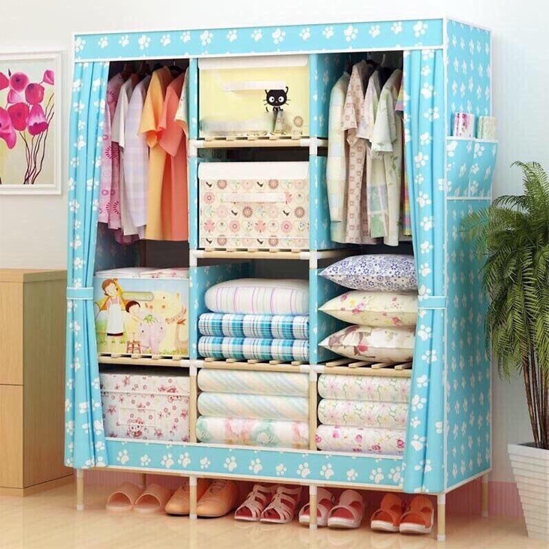 Combo Tủ Vải 3 Buồng 8 Ngăn Cao Cấp và Áo Tủ