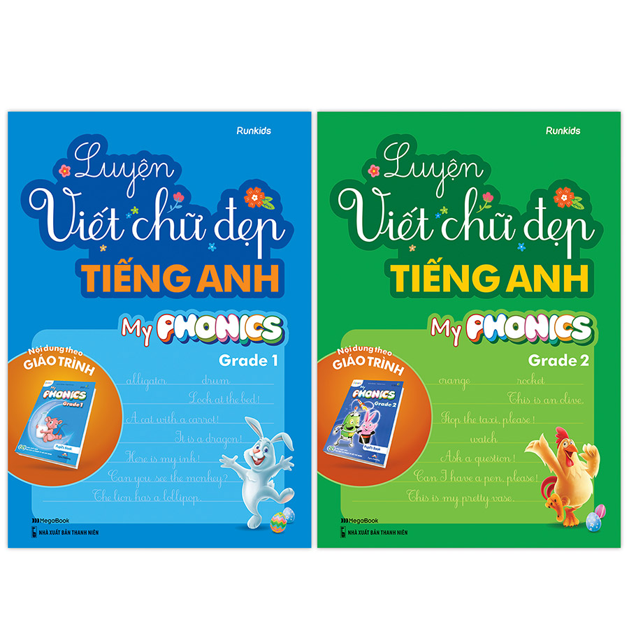 Combo Luyện viết chữ đẹp tiếng Anh My Phonics Grade 1, 2