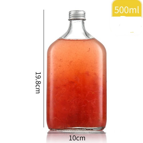 Chai Thủy Tinh Dẹp Cổ Cao Nắp Nhôm