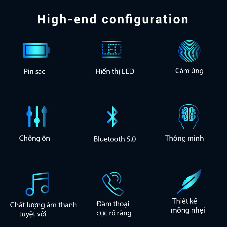 Tai nghe bluetooth cảm ứng vân tay f9 V-4 LED