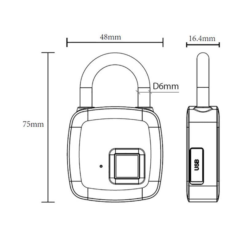 Ổ khóa vân tay thông minh P3 cho nhà cửa, vali, hòm tủ, trang bị pin sạc bên trong