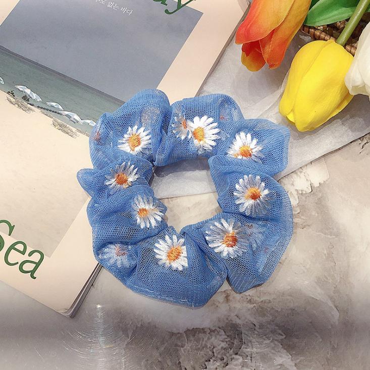 Cột tóc hoa cúc loại to - dây cột tóc scrunchies dễ thương