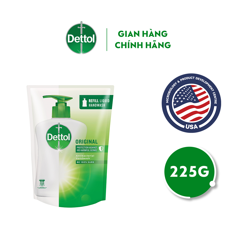 Nước rửa tay diệt khuẩn Dettol - Túi 225g