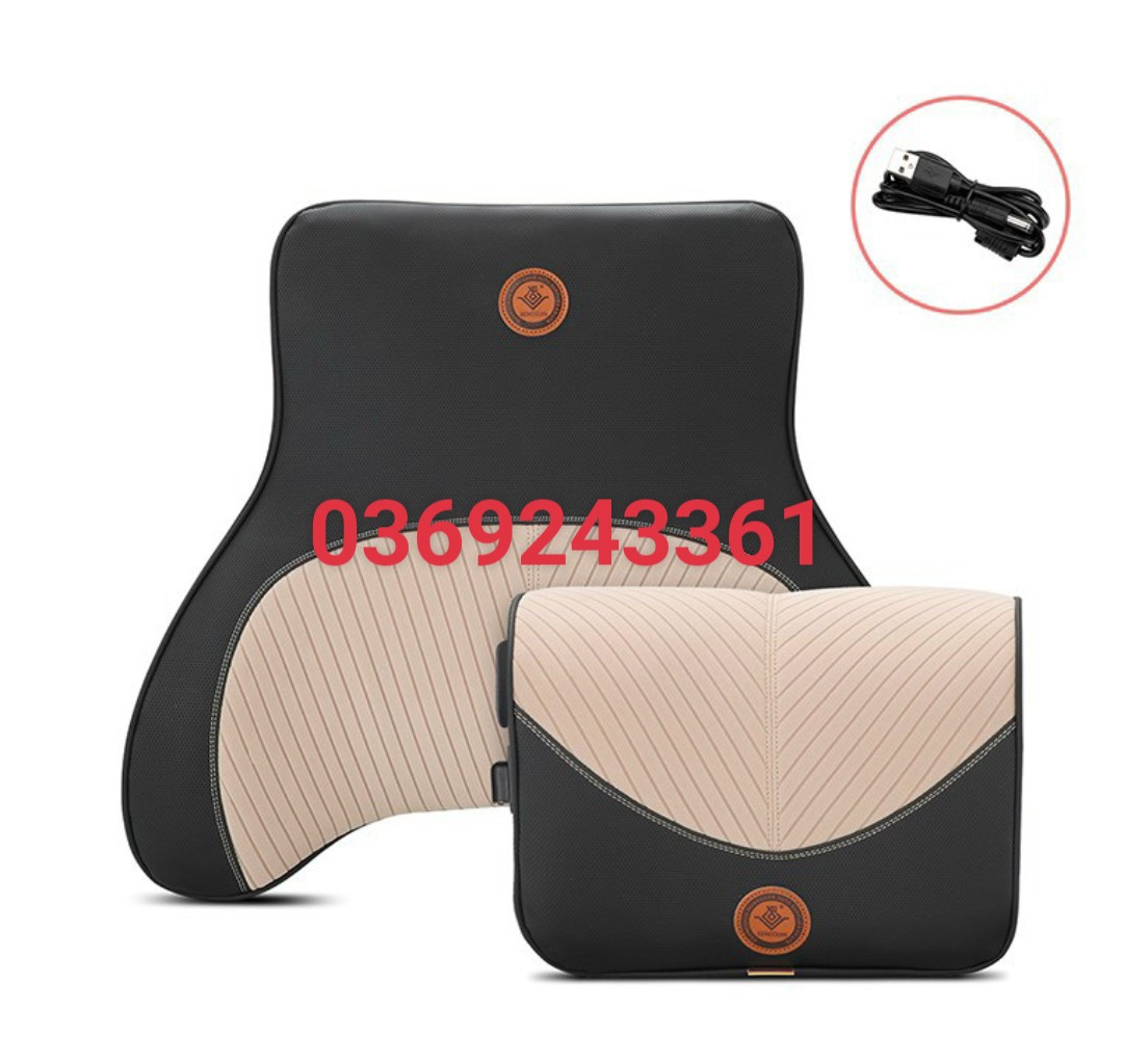 Bộ Gối cao su Massage Đa Năng- Massage Cổ Vai Gáy, Lưng - Sử Dụng trên Ô Tô rung 6 chế độ