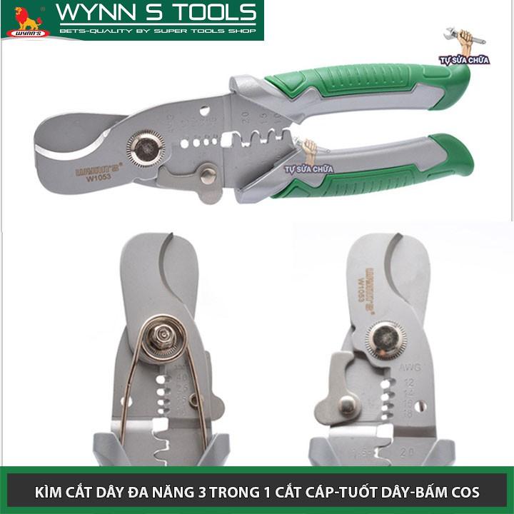 Kìm cắt dây đa năng cao cấp 3 trong 1 Wynn's 7inch/175mm (Cắt cáp-Tuốt dây-Bấm cos) hàng chính hãng loại xịn