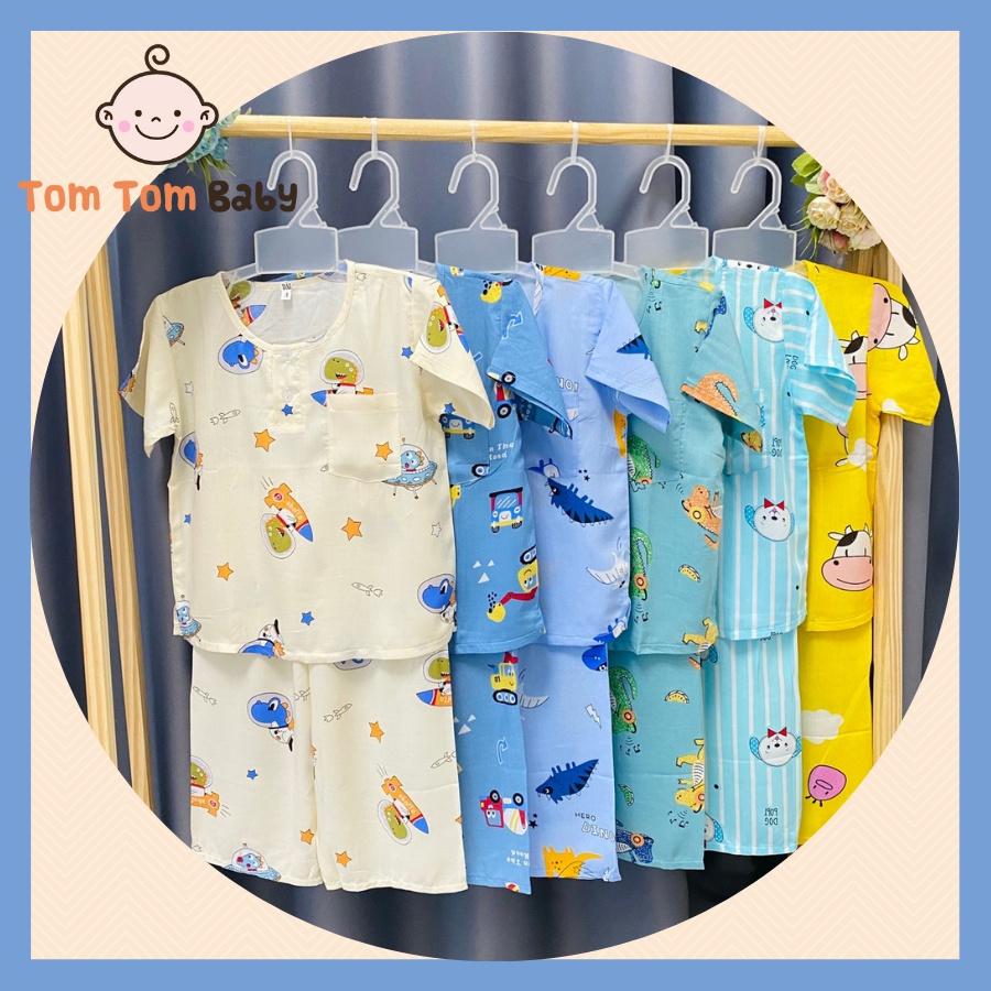 Bộ Quần áo Tole lanh Bé Trai | Mẫu Tay Ngắn,Quần Dài cài 2 nút trước |Size 2 -12 cho bé 7-35kg| Chất vải lanh loại 1