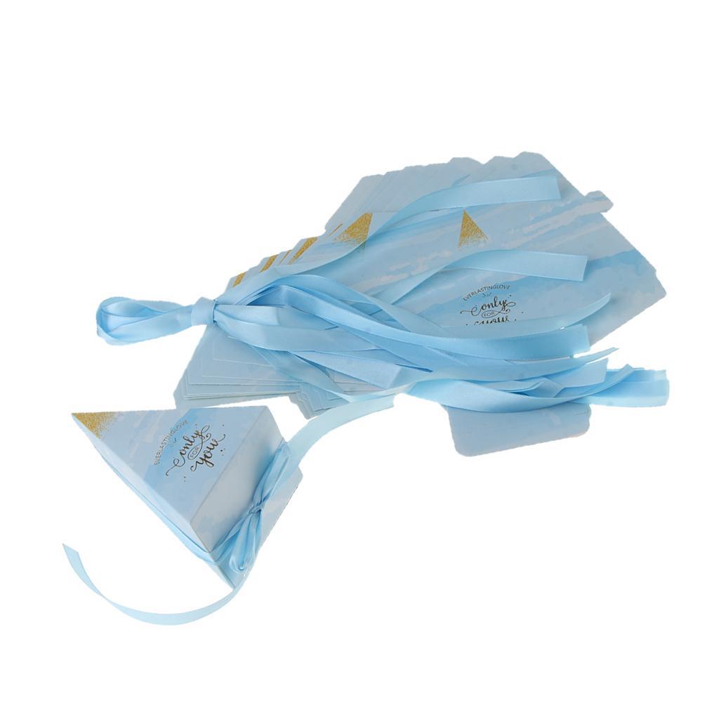 10 Pieces Triangle Design Candy Boxes Gift Boxes Wedding Favors Blue