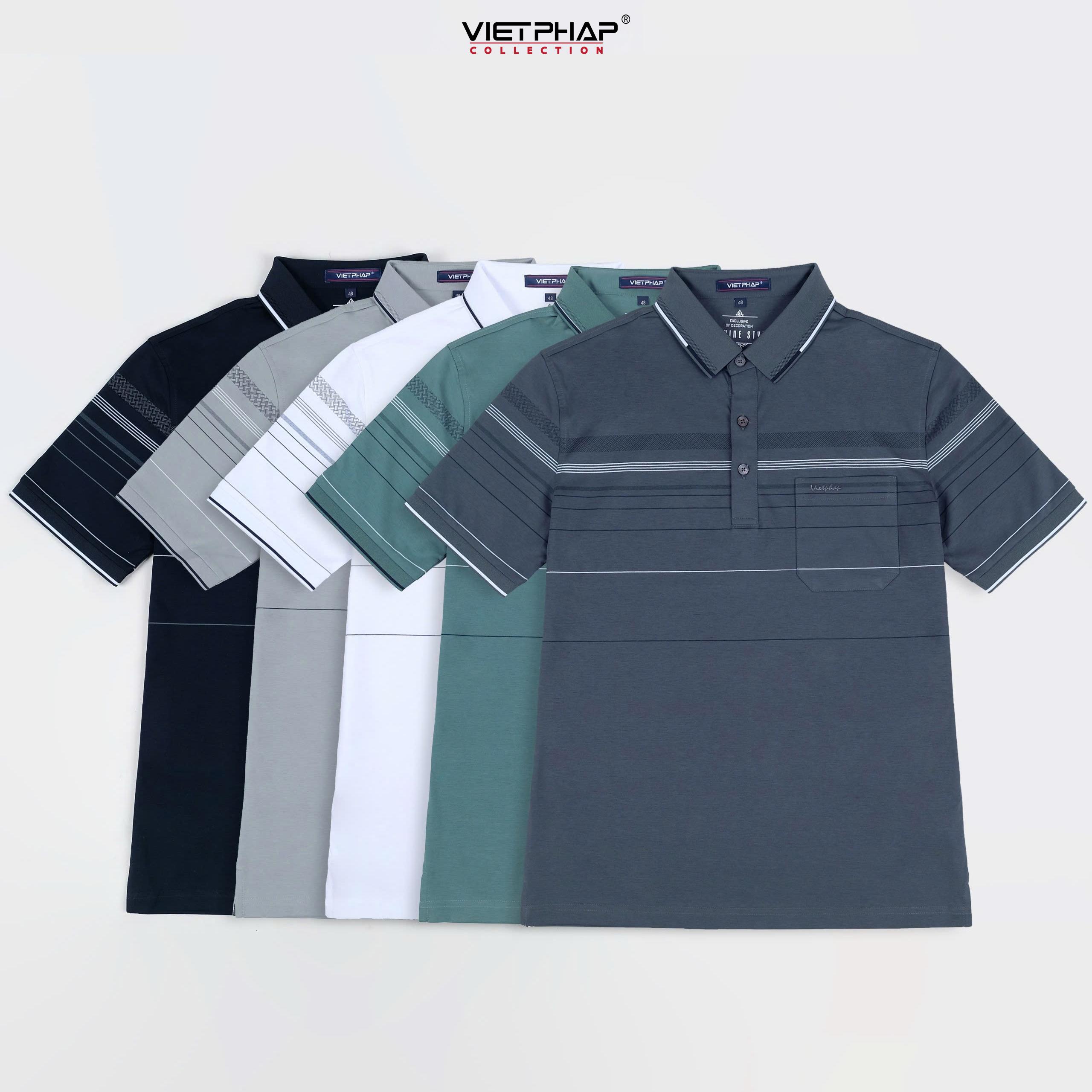Áo Polo Nam VIỆT PHÁP Form Luxury - Thun Cotton Lạnh, lịch lãm, sang trọng 35868