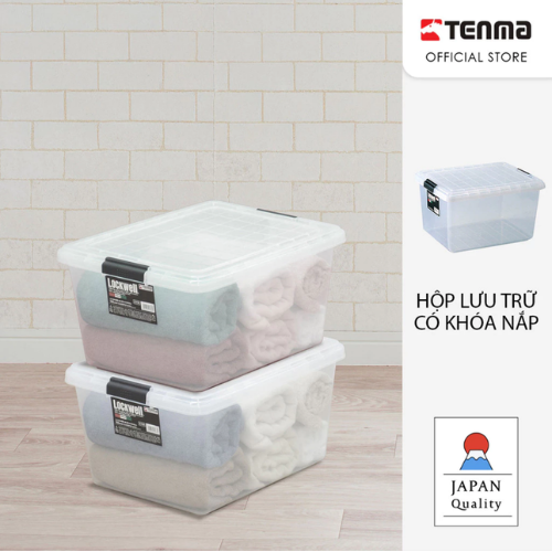 TENMA Hộp Nhựa Có Khóa Nắp LockWell Half Japan Quality, Dung tích 27L, Có Khóa Gài Chắc Chắn