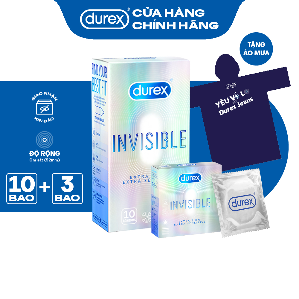 Combo Bao cao su Durex Invisible tặng áo mưa độc quyền Durex