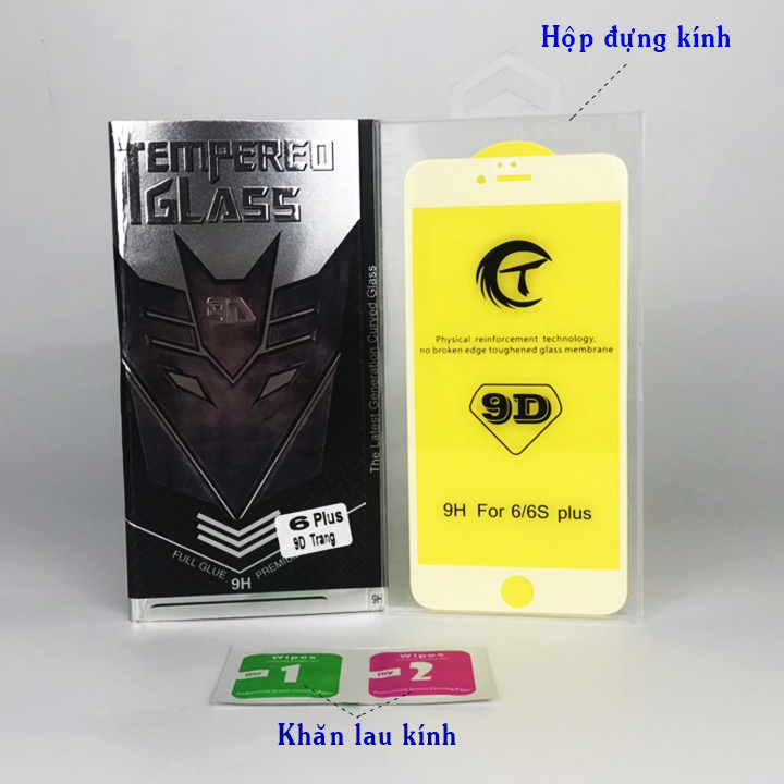 Kính Cường Lực Full Màn Hình 9D Cho Iphone 6 Plus / 6s Plus - Màu Trắng