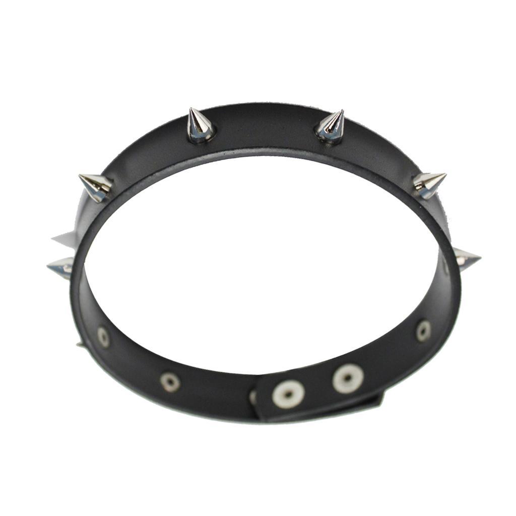 2 Pieces Punk Rock Gothic Leather Spike Rivet Stud Collar Choker Necklace