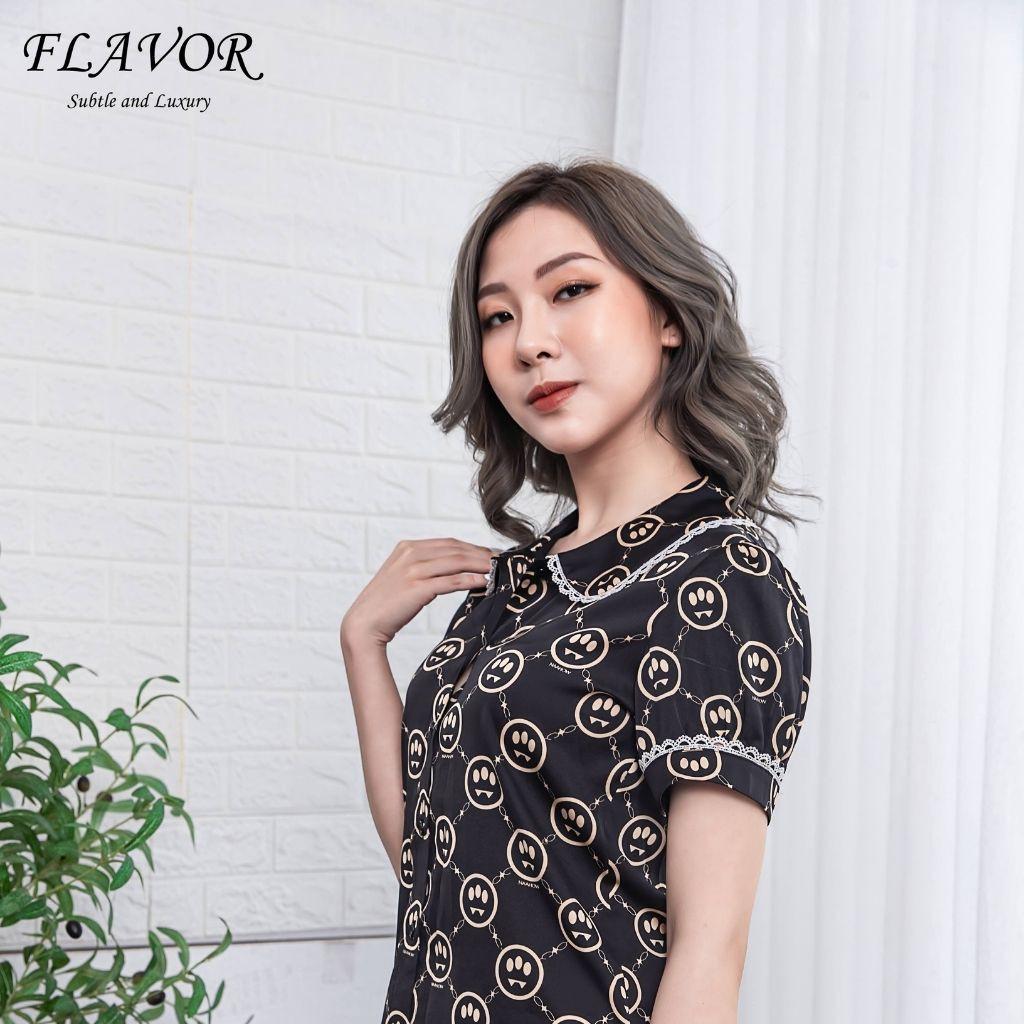 Bộ đồ ngủ bộ mặc nhà luxury FLAVOR F1012 chất liệu lụa tơ Latin pháp cao cấp trẻ trung