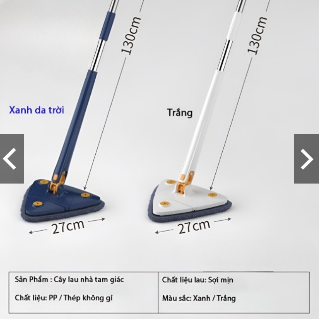 [KOSUYTU] Chổi Lau Tam Giác Đa Năng Lau Sàn Nhà, Trần Nhà, Tường, Kính... - Cán Inox Thiết Kế Tự Vắt, Miếng Lau Sợi Cotton Lau Siêu Sạch