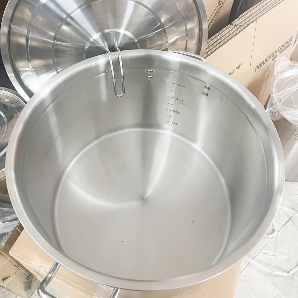 Nồi inox thấp đáy dày 5 lớp 58L cm - nồi đáy liền cao cấp