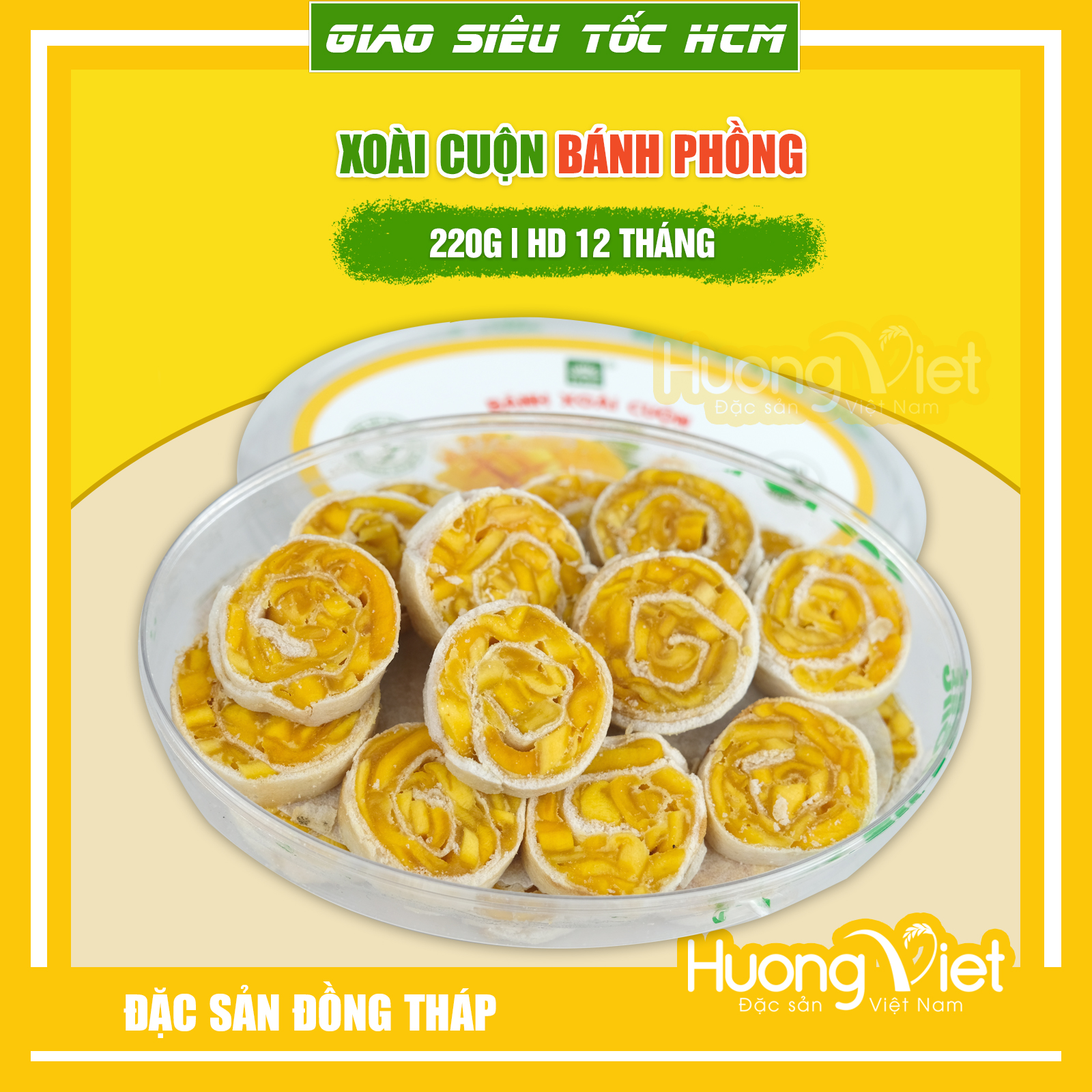 Bánh xoài cuộn bánh tráng hiệu Tư Bông, đặc sản Đồng Tháp
