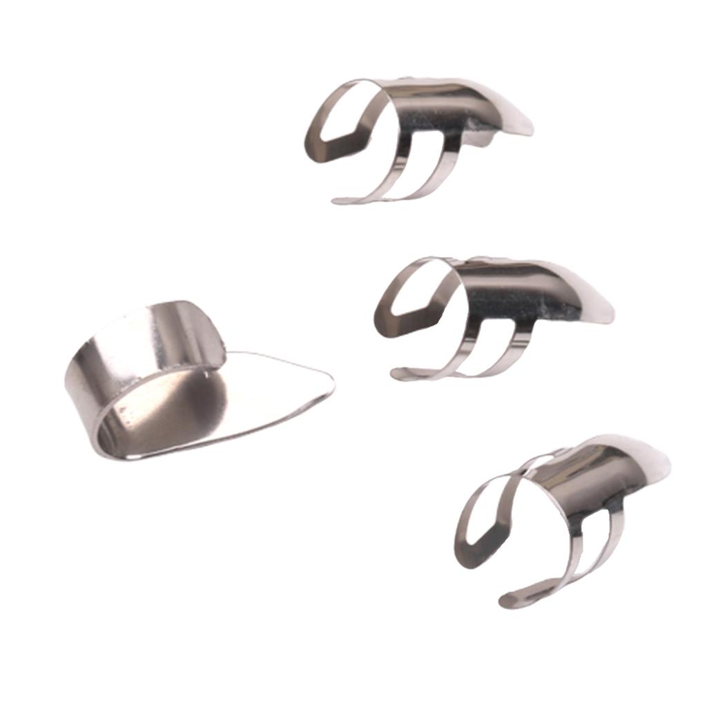 4pcs Finger Picks Stainless Steel Guitar Finger Picks & Thumb Pick Set