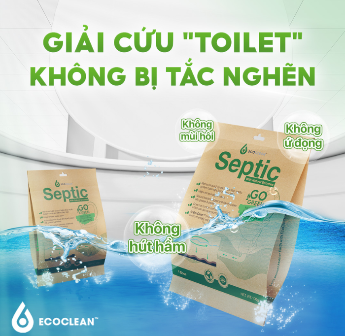 Combo 2 gói Tiết Kiệm ECOCLEAN SEPTIC - Men Vi Sinh Xử Lý Hầm Cầu Bể Phốt - USA