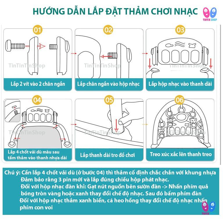 Thảm nhạc cho bé HÌNH CÁ HEO, Thảm đàn piano cho bé sơ sinh nằm chơi